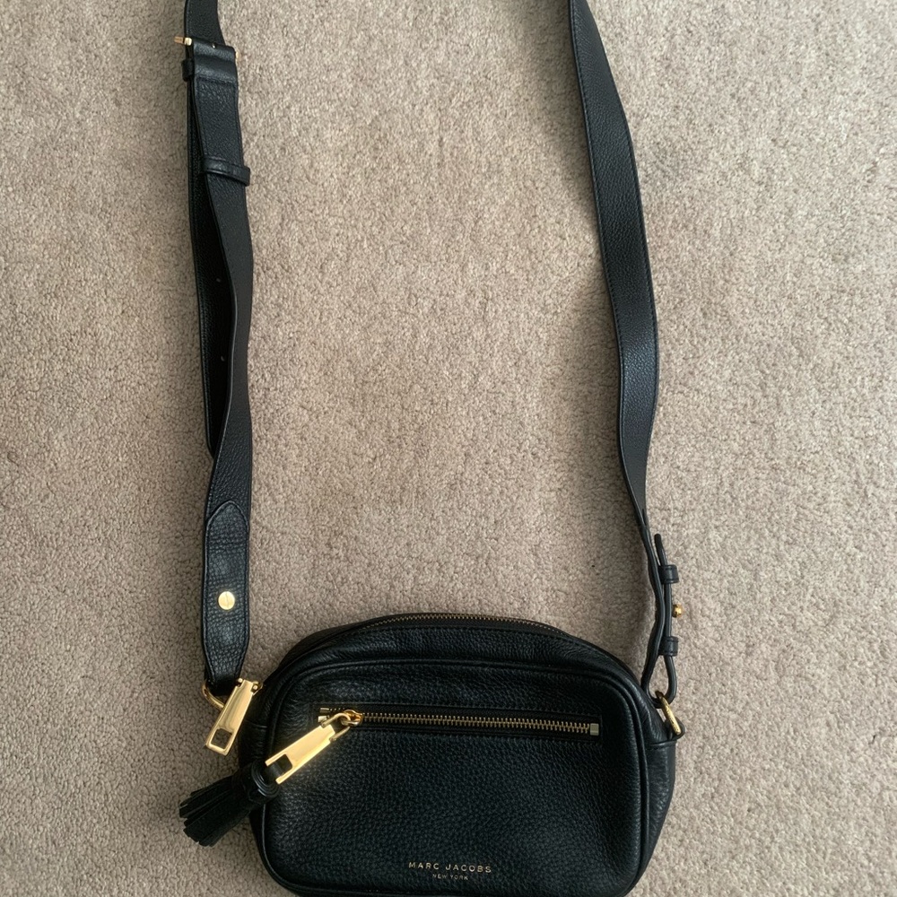 Marc Jacobs Black Crossbody Bag with Gold Accents
